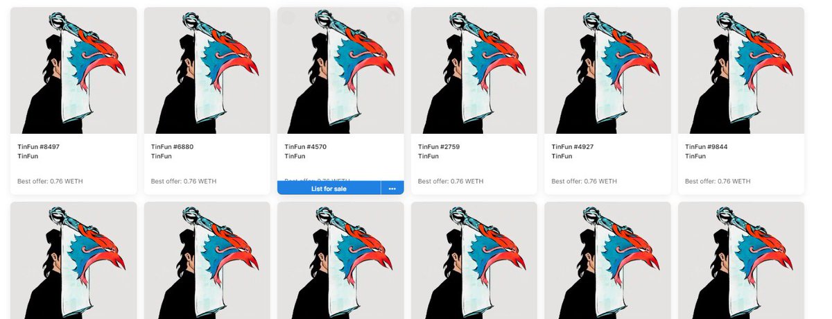 我前后买了十二张天方 <a href="/TinFunNFT/">TinFun</a> 

天方不是纯粹一张NFT，买的是信仰，一种证明，对中华名族的支持。NFT不再是被西方国家一手遮天的区域。

绝对相信猫哥<a href="/BitCloutCat/">LaserCat397.eth</a>  的实力，我们也做出应该的支持。

一起团结，证明给世界看，华流才是最屌的！ 

也谢谢<a href="/0xmasiwei/">Masiwei</a> 马总的激励CX，为华流贡献 ❤️
