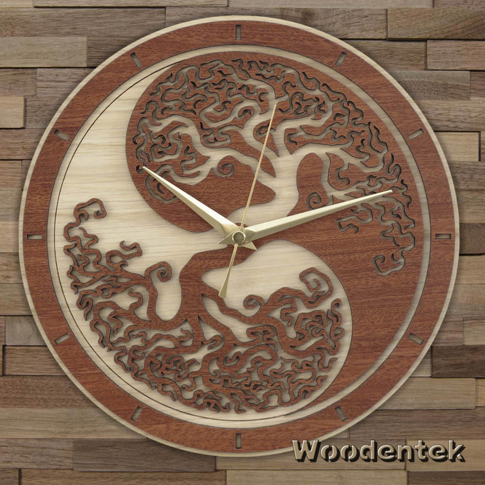 woodentek's tweet image. Stunning #YinYang #TreeofLife Wooden Clock. The perfect gift for lovers of meditation. #magictrees #treeoflifeart #ancienttrees� #yinyangart   - WorldwideShipping - ,etsy.com/listing/475777…