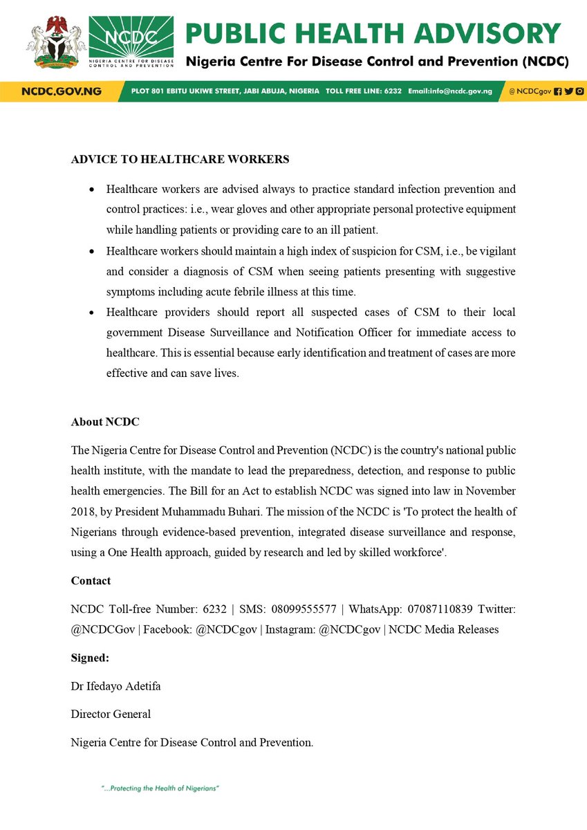 Weather conditions like the dry season that comes with dust, winds, cold nights, and frequent upper respiratory tract infections increase the risk of #Meningitis infection. Our health advisory outlines ongoing response activities and recommended prevention measures for the…