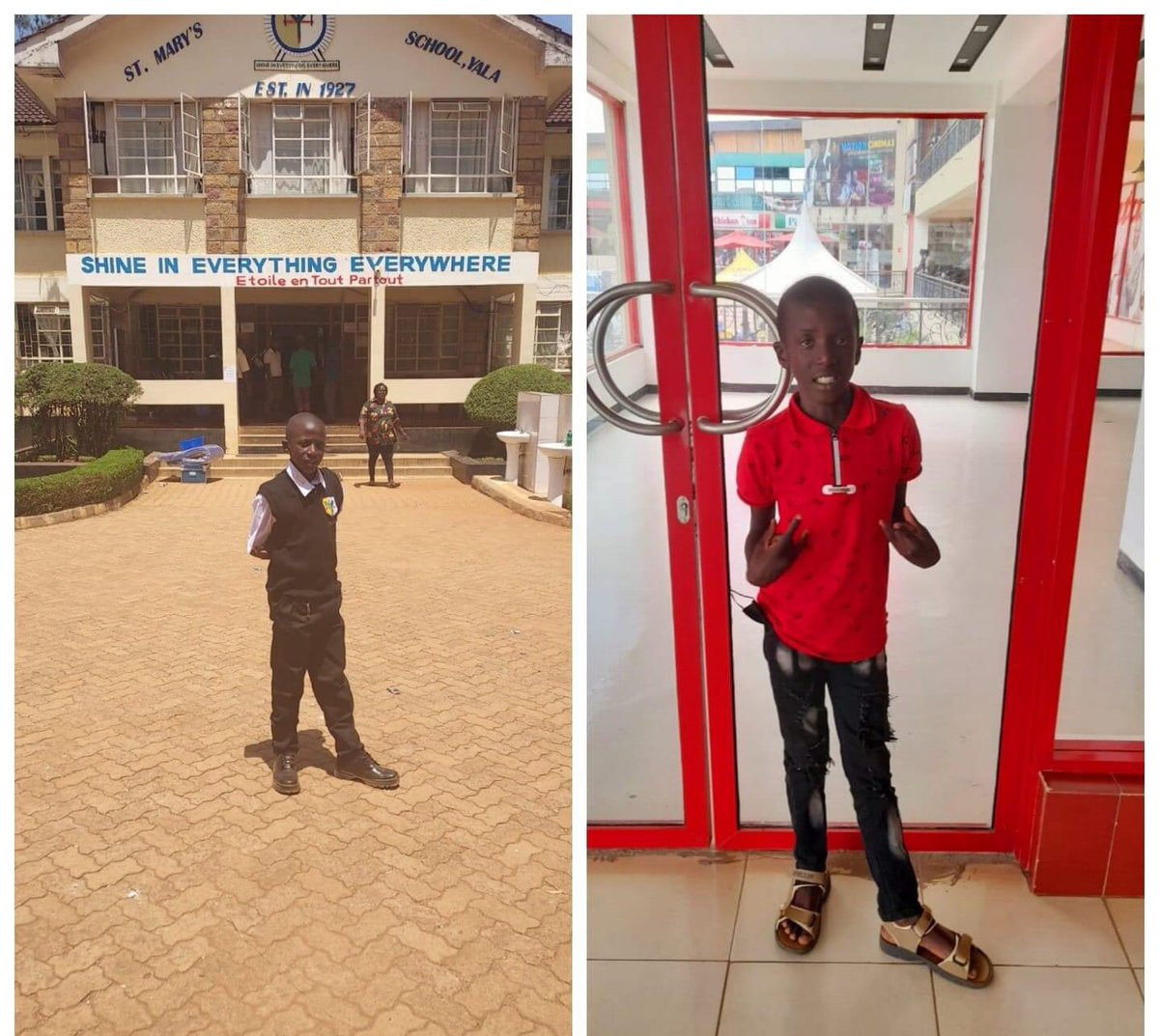 Nyakosele's tweet photo. Kindly help us trace this child. His name is Emmanuel Juma Onyango,14 years old,a form two student at St Mary's School Yala. He was last seen on 10th Wednesday at Kisian stage in his school uniform. He never made it to school and hasn't been seen since then. 
Kindly ReTweet🙏 https://t.co/56HVkykBMQ