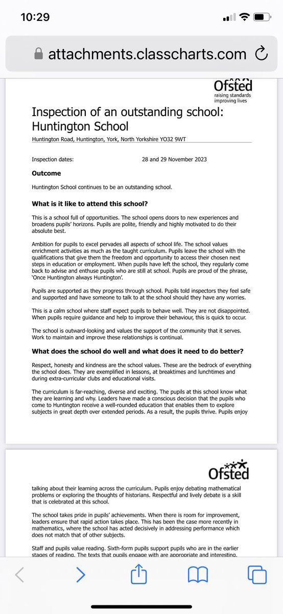 So proud to be part of the school community and delighted our girls have the opportunity to receive their education <a href="/HuntingtonYork/">Huntington School</a> - glowing ofsted report just published too 👏🏼 🌟