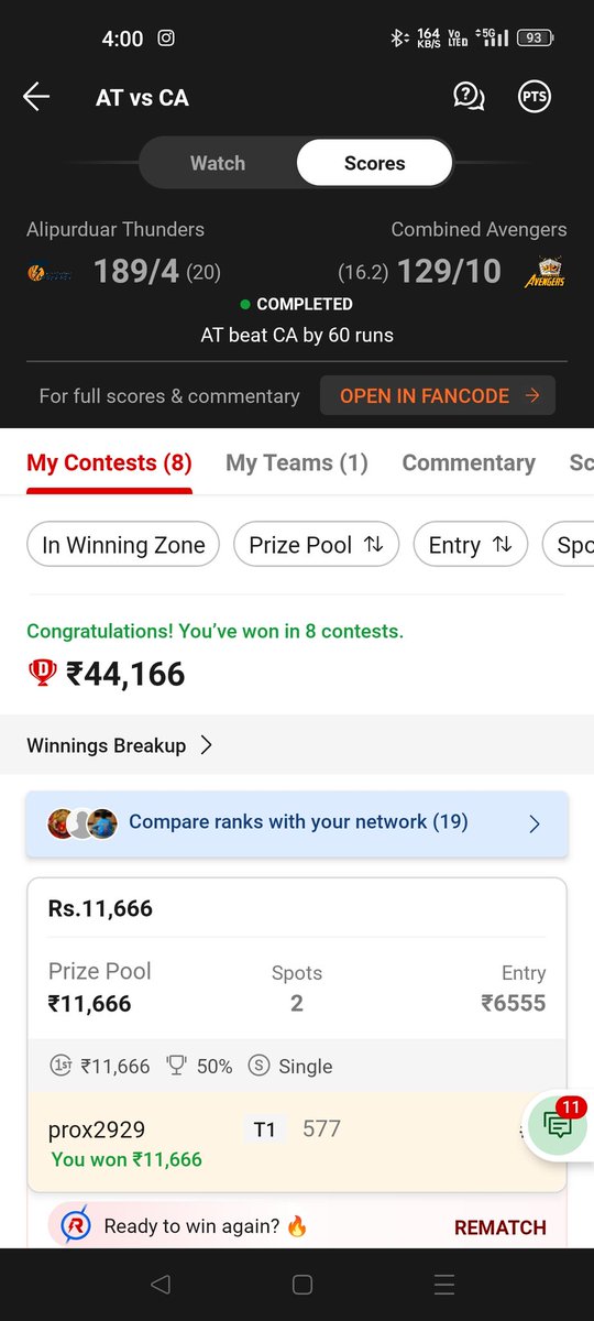 prox2929's tweet photo. New Series 💥💥
 
 Kolkata NCC T20
Today both match 

 Clean sweep 🚀💥💥💥🤞🤪🤪

@Dream11 
@Hashtagcric82 
@ASHOKCh59987316 
@PradeepBhakar4 

#CricketTwitter                    #cricketlovers 
#dream11 #WC23  #fantasygame  
#skill  #DreamsComeTrue https://t.co/uva78sb879