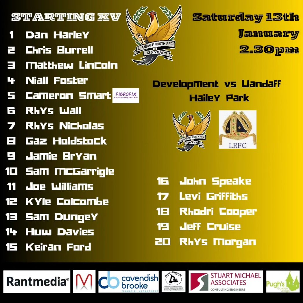 For the first time this year, here are your 2 North sides taking to the field today. 1st away to @CefnRugby Dev home to @Llandaff_RFC Good luck gents! ⚫️🟡