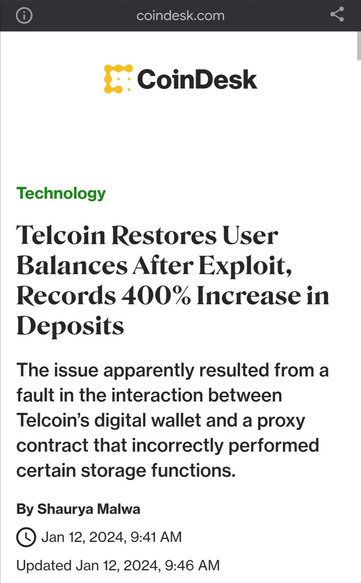 HodlerVaughn's tweet photo. Would your #crypto #wallet refund you if #hackers stole your assets?
If not. #Switch2Telcoin. They did just that. And many people are switching.
Download the #Telcoin app & #StoreMoneySmarter
iOS/Android: https://t.co/0jlTQ2C43J
Referral Code: 9cd9a52114f https://t.co/X6nD0w87cs