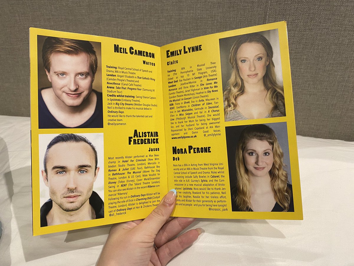 I’m in my teenhood bedroom after 4 years away - finding some old programmes of my favourite musicals and stumbled across this little gem ⭐️ 
<a href="/norassic_park/">Nora Perone</a> <a href="/neilycameron/">𝗡𝗘𝗜𝗟 𝗖𝗔𝗠𝗘𝗥𝗢𝗡</a> <a href="/ali_frederick/">Ali Frederick</a> <a href="/_emilylynne/">Emily Lynne</a>