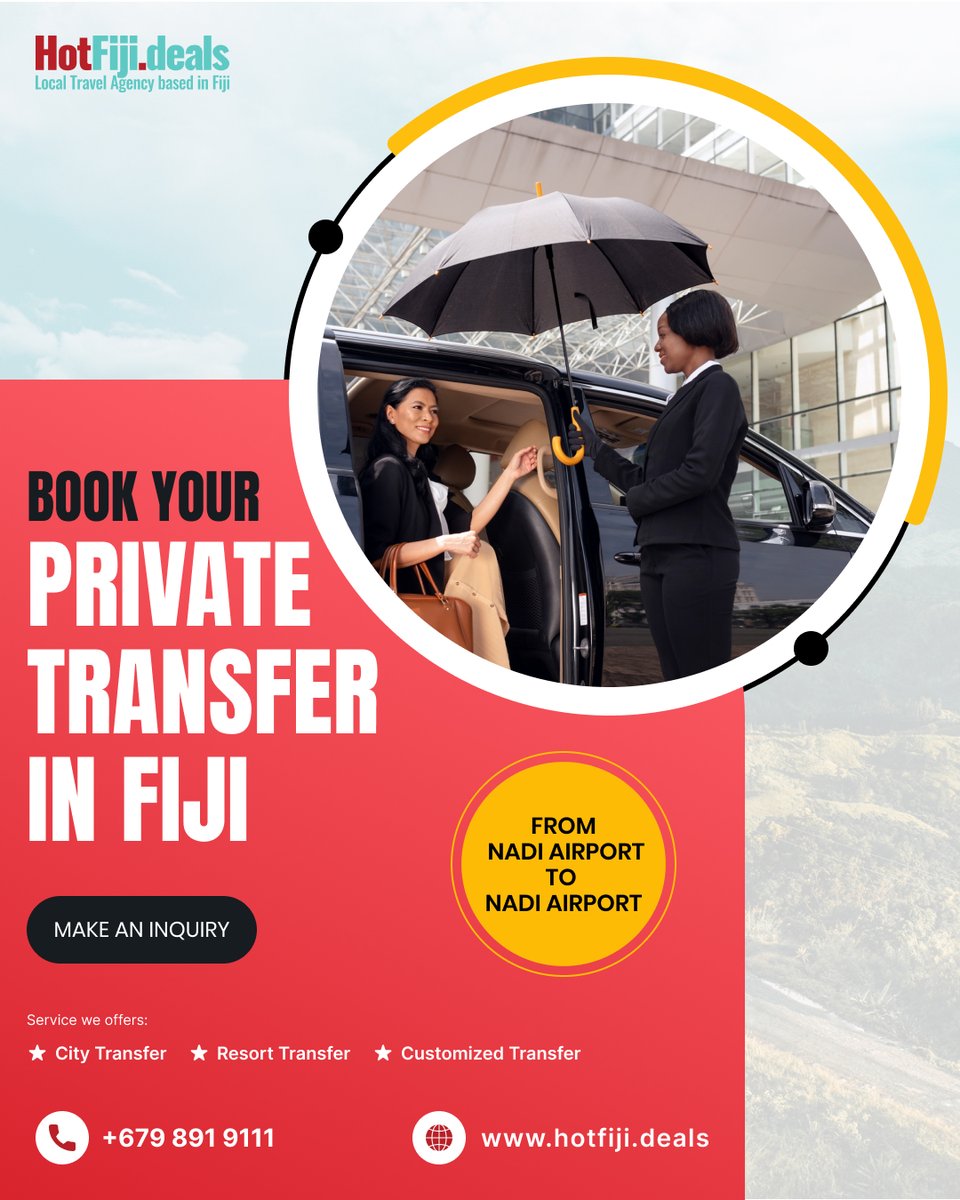 Skip the Crowds, Dive into Bliss: Private Fiji Transfers with Hotfiji Deals - and SAVE on Your Return!

BOOK NOW:  golocalfiji.com.fj

#FijiTransfer #HotfijiDeals #PrivateEscape #IslandLuxury #SunshineSavings #StartYourFijianStory