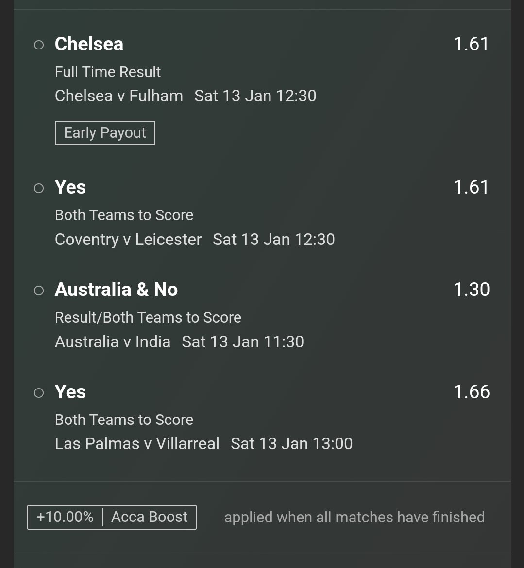 MolarBets's tweet photo. Early Kick Off 4 Fold 😮‍💨🔥

Join telegram to get daily bets on all sports https://t.co/HX0iIwXNHV

#FootballBetting
#SoccerBets
#WinningTips
#FootballPicks
#BetSmart
#SportsBetting
#BigOdds
#BetToWin
#Accumulator
#FootballPredictions https://t.co/LhBm0MYYUg