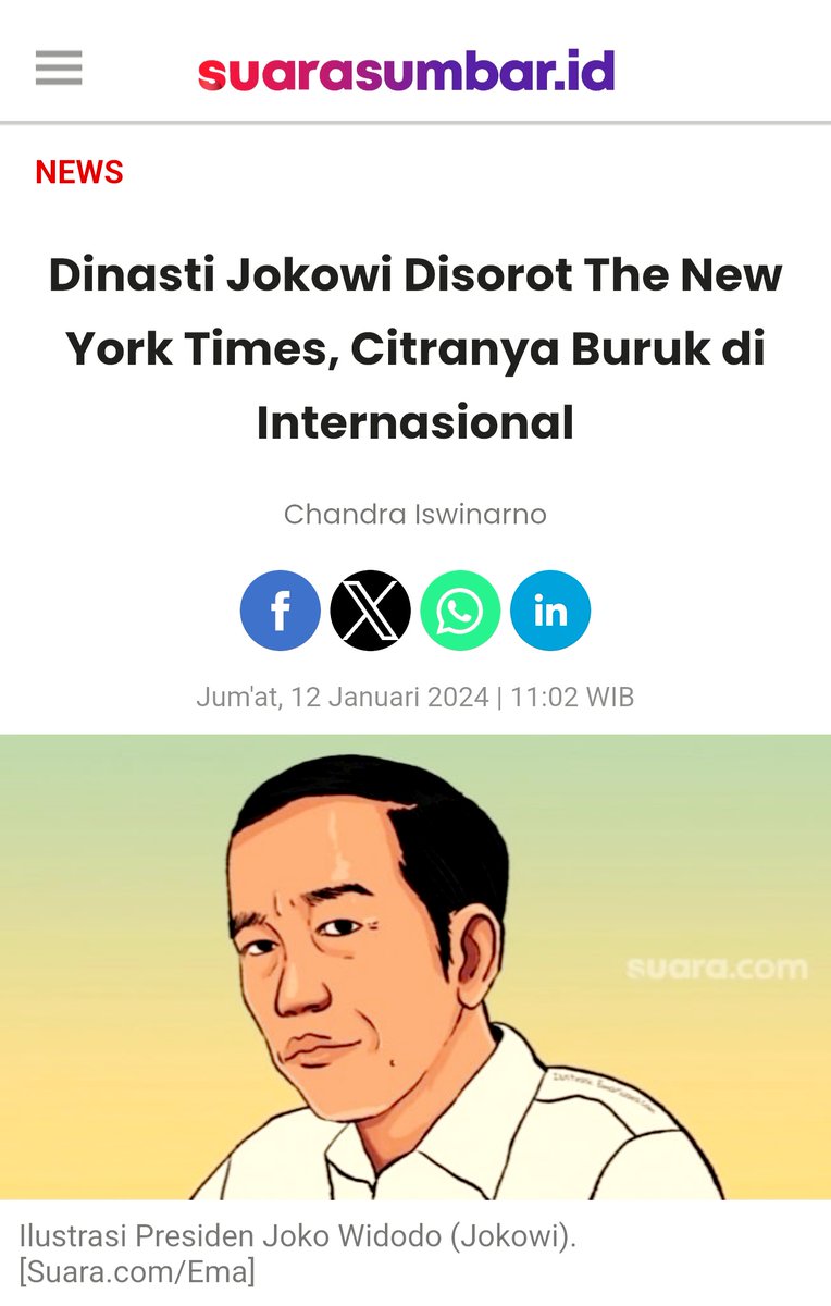 ShenoWirang's tweet photo. Jika menilik sejarah, rezim Soeharto sebelum terpilih menjadi presiden di pemilu 1998-2003, dia menanyakan pada orang-orang terdekatnya.

"Apa benar rakyat Indonesia masih percaya pada saya, karena usia saya sudah 77 tahun. Agar dicek daripada semuanya," tanya Soeharto.

"Seluruh kekuatan sosial politik PPP, PDI, Golkar dan ABRI mengatakan, rakyat masih menghendaki," jawab orang-orang dekat Soeharto.

Begitu pula dengan Jokowi, ketika "anak biologisnya" maju sebagai cawapres, itu pasti hasil kasak-kusuk dengan orang-orang dekatnya, maka tak berlebihan kalau dinasti Jokowi disorot media asing, citranya buruk di mata internasional.

"AUTHORITARIAN PERSONALITY"