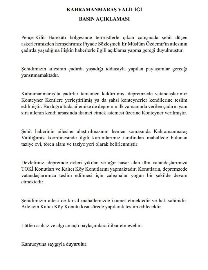 📢 BASIN AÇIKLAMASI ⬇️ @tcsavunma @TC_icisleri @iletisim #sehit #ErMüslümÖzdemir kahramanmaras.gov.tr/basin-aciklama…