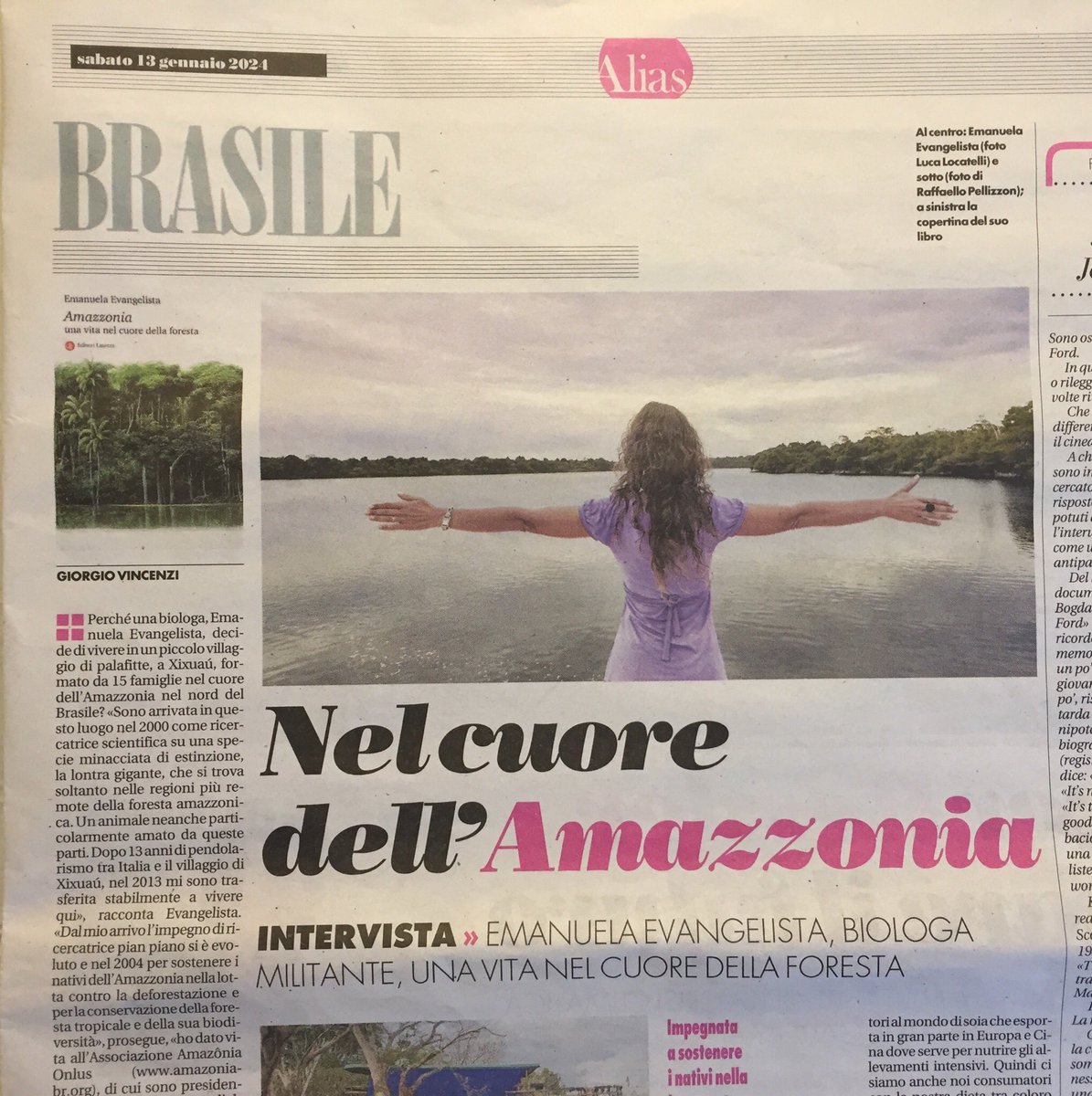 vin_giorgio's tweet photo. Nel cuore dell’ #Amazzonia Mia intervista a Emanuela Evangelista su Alias inserto de @ilmanifesto Da molti anni vive in un piccolo villaggio di palafitte ed è impegnata nella lotta contro la #deforestazione @editorilaterza @andreafabozzi https://t.co/iWnGfuZVE4