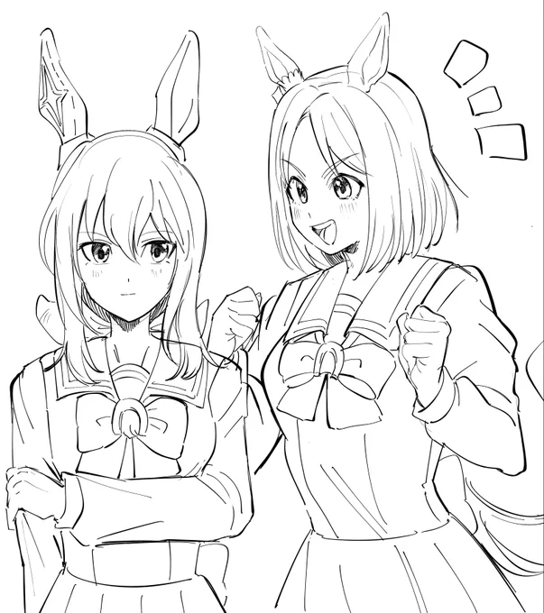 アヤベさんとトプロちゃん初めて描いたけど  めちゃくちゃ描きやすいね!?