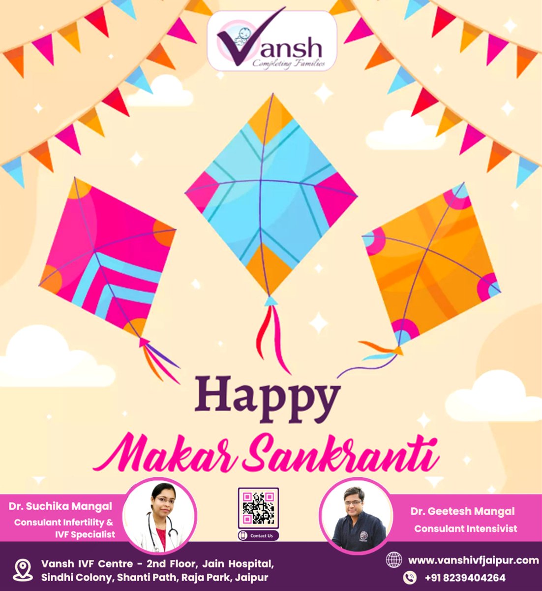 Wishing that the rising sun of 𝗠𝗮𝗸𝗮𝗿 𝗦𝗮𝗻𝗸𝗿𝗮𝗻𝘁𝗶 fills your life with bright & happy moments

#MakarSankranti #KiteFestival2024 #Happiness #Family #Wishes #IVFCentreinJaipur #BookAppointment  #VanshIVFCentre #DrSuchikaMangal #IVFSpecialist #Rajapark #Jaipur