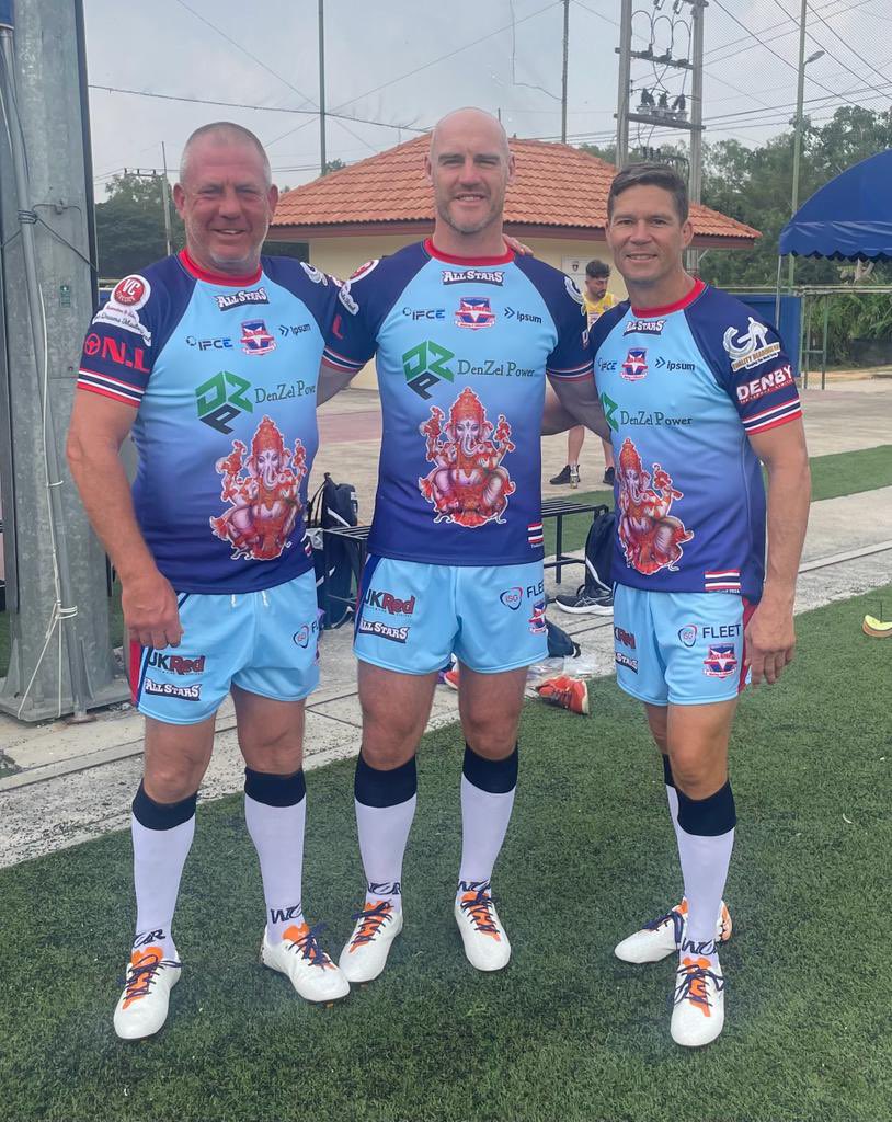 The Rugby League All Stars Thailand tour kit modelled by three NRL and Superleague stars and former Hull FC captains Jason Smith Gareth Ellis Richard Swain Still time to sponsor the team justgiving.com/page/life-for-…