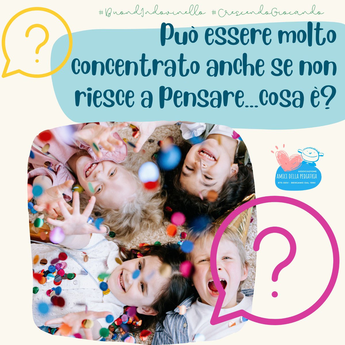 #AmiciDellaPediatria 💙 #BuonSabato e #BuondIndovinello Non è il caso di spremersi le meningi 😉 ma di concentrarsi #CrescendoGiocando 📌 la soluzione alle ore 18:30