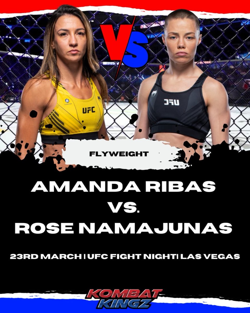 Amanda Ribas vs. Rose Namajunas headlines UFC Vegas 88 on March 23rd. What’s your thoughts 💭 

#UFC #WMMA #MMA #AmandaRibas #RoseNamajunas
