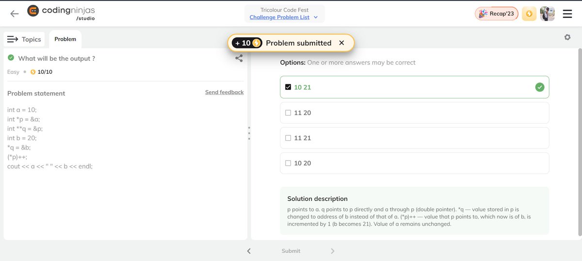Coder_Shelby_7's tweet photo. Completed #Day10 from #24DaysOfCode - 𝐓𝐫𝐢𝐜𝐨𝐥𝐨𝐮𝐫 𝐂𝐨𝐝𝐞 𝐅𝐞𝐬𝐭 _ @CodingNinjasOff
Excited to grap some good practise over technical knowledge ....              

#buildinpublic #ProblemSolving #100daysofcodechallenge https://t.co/YWVoxpa5ao