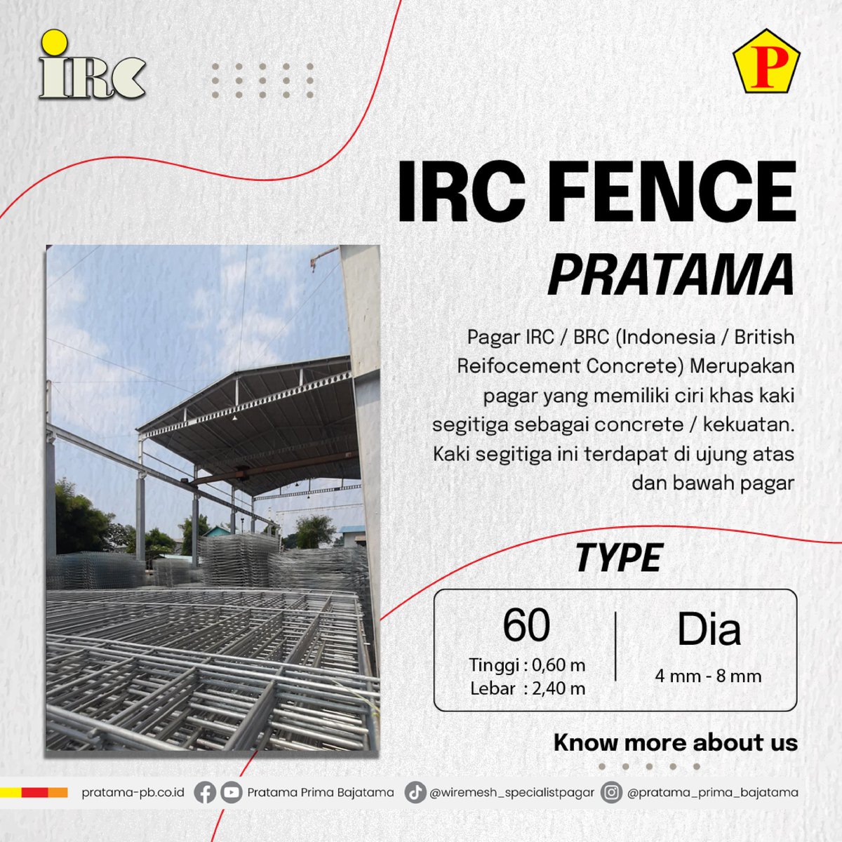PBajatama's tweet image. Sebagai &quot;Leader price of Brc/IRC Fence in Indonesia&quot; Kami melayani produksi pagar dalam jumlah yang besar. Desain pagar yang minimalis ini memiliki harga yang lebih terjangkau, sehingga dapat menghemat cost pada wilayah yang luas. ✨💡

#pagarbrc #irc #konstruksi #material #cost