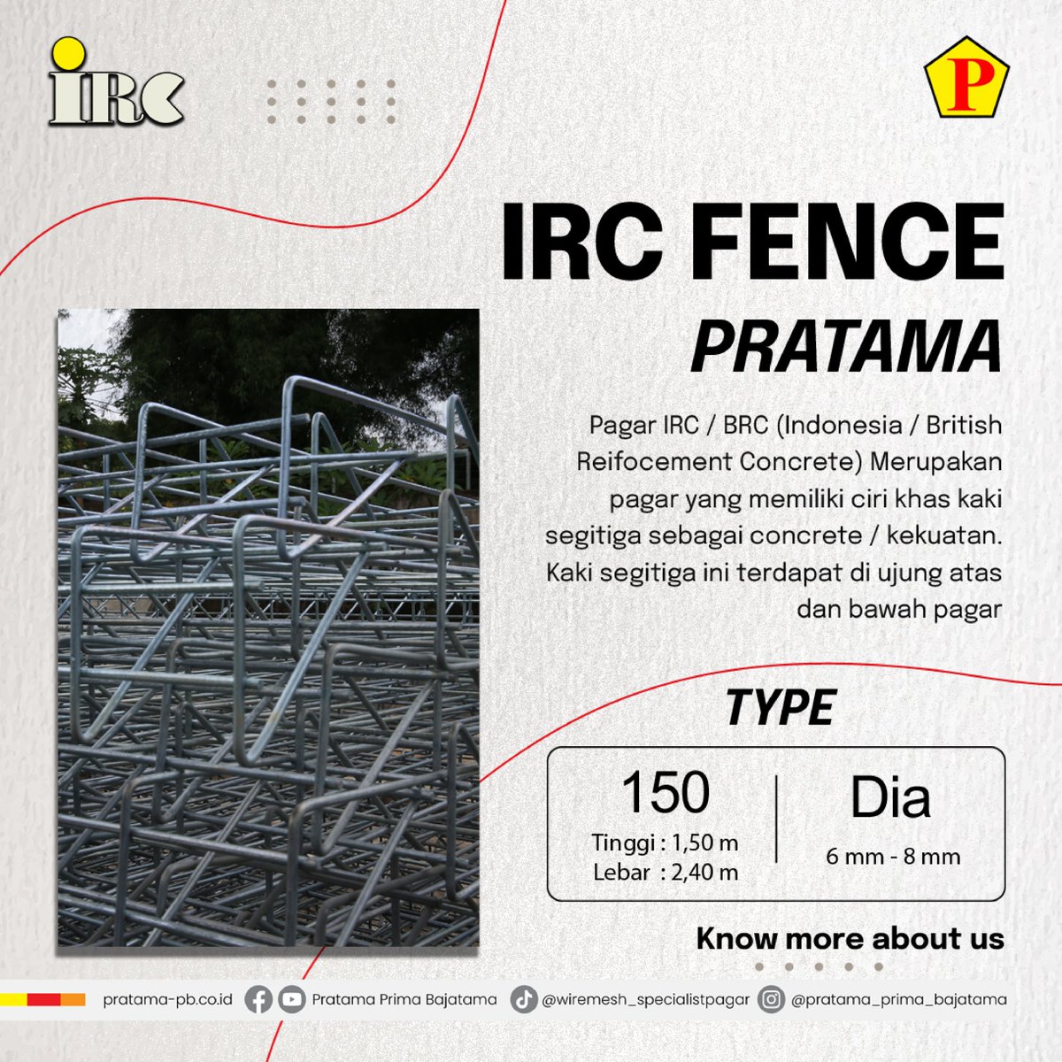 PBajatama's tweet image. Sebagai &quot;Leader price of Brc/IRC Fence in Indonesia&quot; Kami melayani produksi pagar dalam jumlah yang besar. Desain pagar yang minimalis ini memiliki harga yang lebih terjangkau, sehingga dapat menghemat cost pada wilayah yang luas. ✨💡

#pagarbrc #irc #konstruksi #material #cost