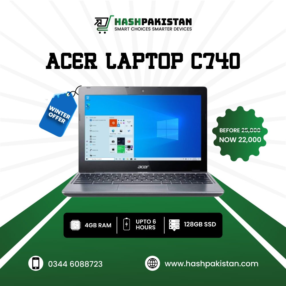 HashPakistan47's tweet photo. Acer C740 Laptop | 128GB Storage | 4GB RAM | 11.6″ Display | Windows 10 | 5 to 6 Hours Battery
..
Price: 22,000
..
Delivery All Over Pakistan
Our Website: https://t.co/04nUi95ElL
For More Details Call Now: https://t.co/q95HHW9AEi
7 Days Replacement Warranty
..
#hashpakistan https://t.co/lCFDEw79Ze