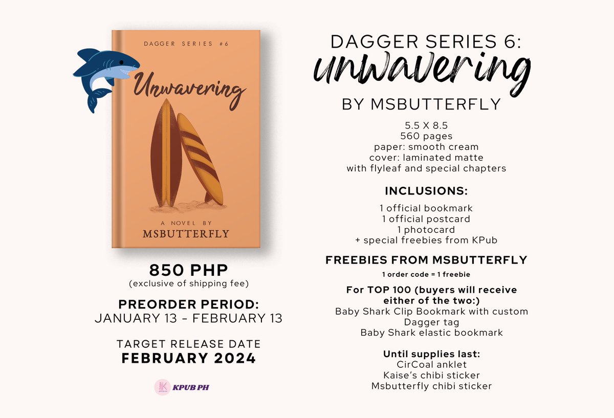 kpubph's tweet photo. Dagger Series 6: Unwavering by MsButterfly
๐https://t.co/NS3aKu2ZbF
#SupportLocalAuthors #MsButterfly #DaggerSeries #DS6Unwavering #CirCoal #selfpub https://t.co/0LxTvpWhQR