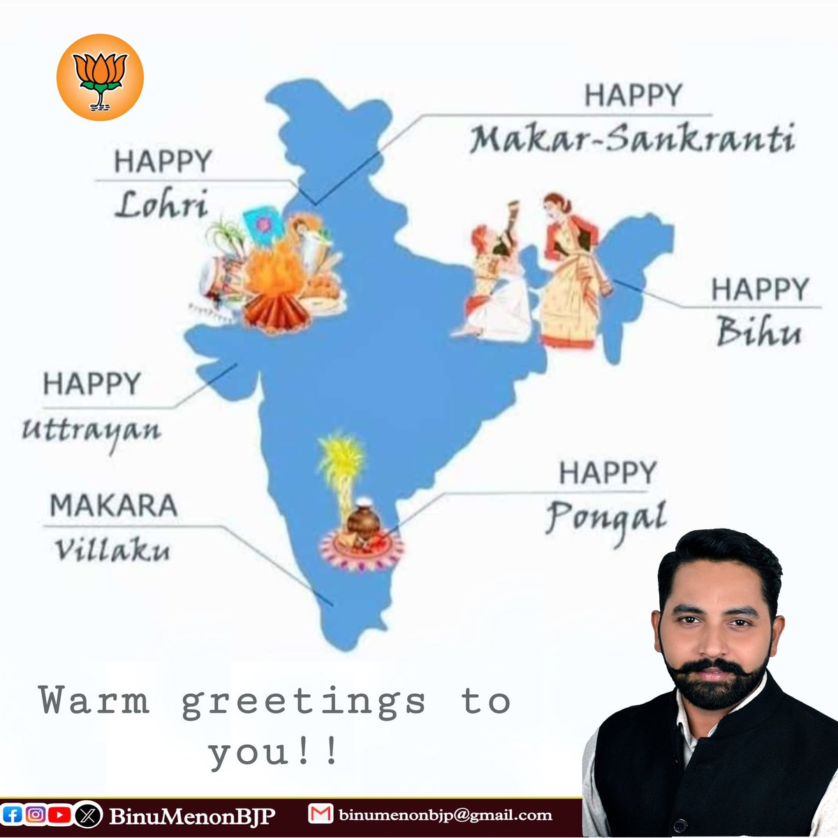 binu_menon's tweet photo. Warm greetings to all on #lohri #makaravilakku #makarsakranti #Bihu #Pongal https://t.co/UxcRiMGc0L