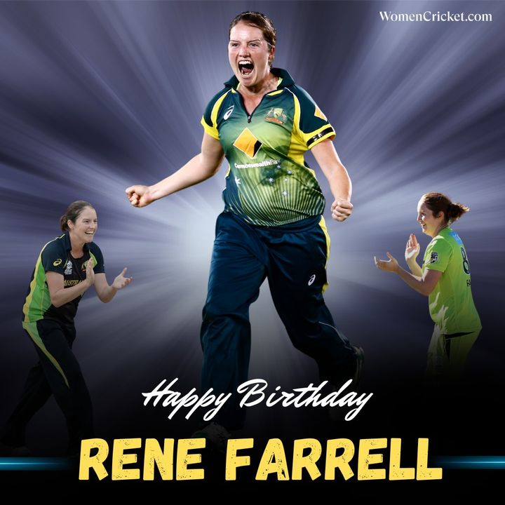 WomenCricketHQ's tweet photo. Happy Birthday Rene Farrell 🎊🎊

#women #cricket #renefarrell #australiacricket #bday #CricketTwitter #WomenCricket https://t.co/7qacSLZjKn