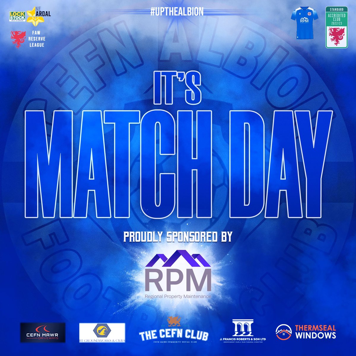 CefnAlbionFC's tweet photo. 📆 IT'S MATCHDAY 🔵⚪

⚽ Reserve Team
🆚 Llanrwst United (H)
🏟 The Muga
🕒 14:00
🏆 Reserve League

🗣 Finally, our Reserve Team finally returns to competitive action, welcoming Llanrwst United at The Muga this afternoon in the Reserve League. Kick-off is at 14:00. #UPTHEALBION https://t.co/FOv91hk9hO
