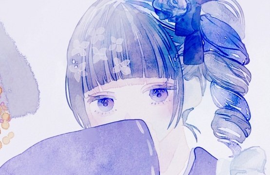 「covering mouth purple eyes」 illustration images(Latest)