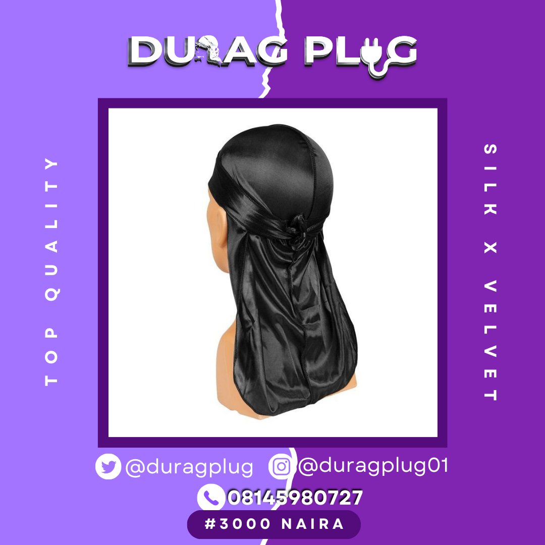duragplug's tweet photo. BLACK SILK DURAG 

Price: 3,000 naira
Delivery: Nationwide ☑

Dm to order
https://t.co/S6UefQrnmf https://t.co/ZwsJEOAuUS