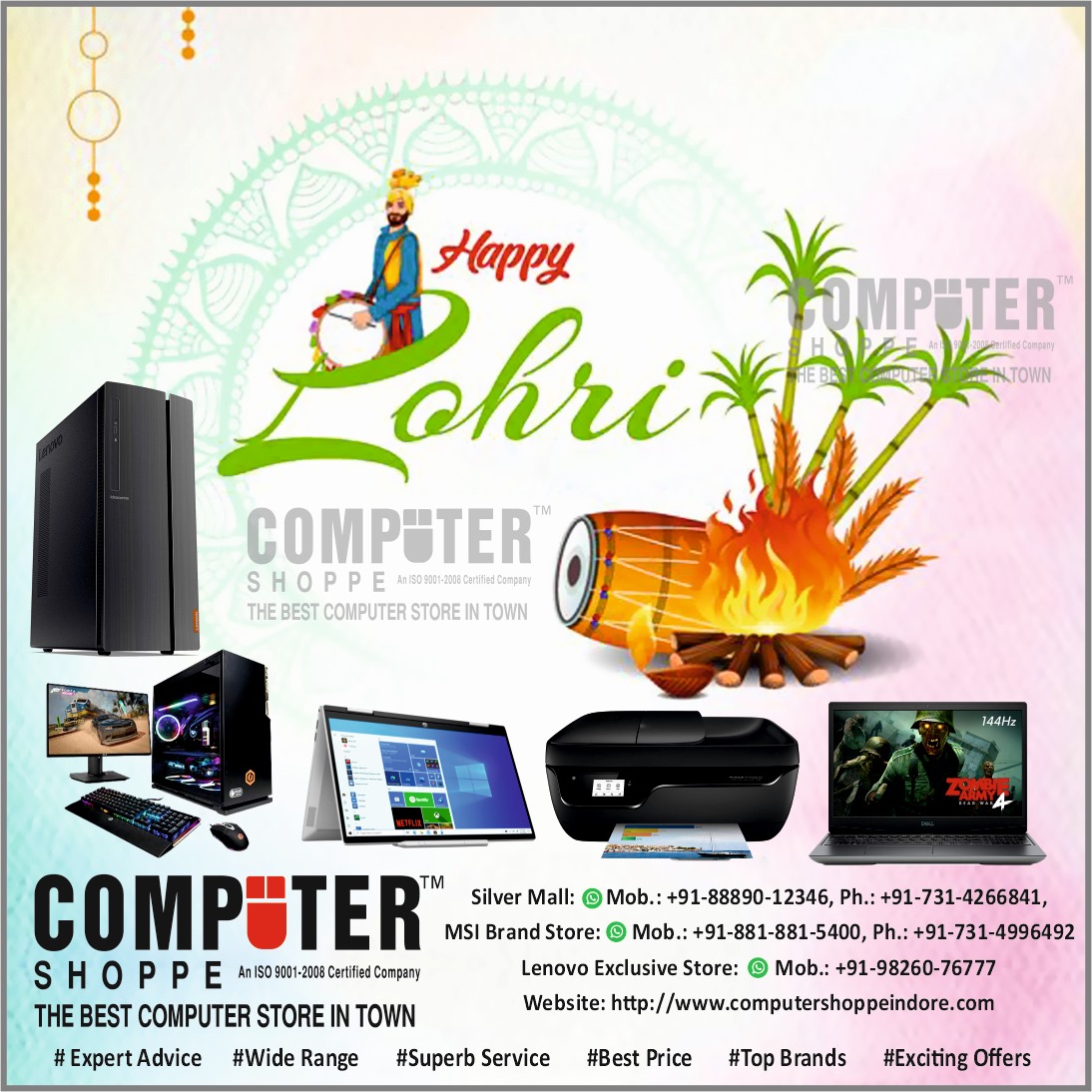 ComputershoppeI's tweet photo. Spread the message of happiness and peace of Lohri all around. Hope your day is full of excitement and joy. Computer Shoppe wishing you all a very happy Lohri.
#computershoppe #Lohri #Happylohri #Lohricelebration #Indore #MP https://t.co/neU51xlGzZ