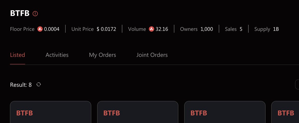 butterflybit0x's tweet photo. 📈 Update: $BTFB's floor price is now at 0.0004 $AVAX, with a unit price of $0.0172U! 

A great opportunity to invest in a promising token. Don't miss out on the potential growth! https://t.co/oiGBaIhKZi