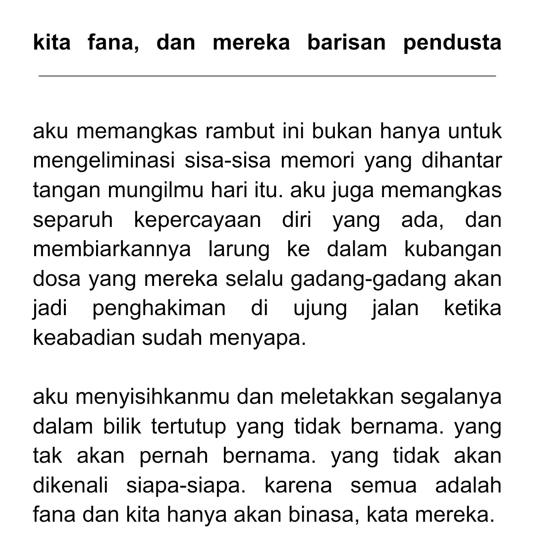 apriIdust's tweet photo. — kita fana, dan mereka barisan pendusta. (monster 2023) https://t.co/8OSHc8BBDF