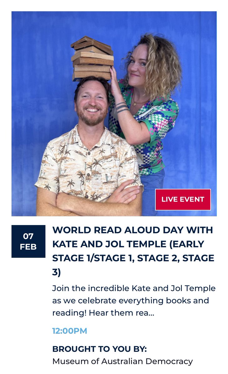 World Read Aloud Day is the 7th Feb!

Open to all schools.

Register for this free event via dartlearning.org.au/provider/museu…