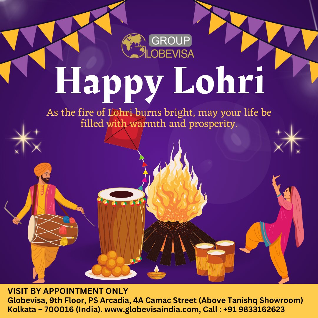 Wishing you and your loved ones a joyous and prosperous Lohri! 
May the warmth of the bonfire bring happiness, and the festivities fill your life with abundance. 
Happy Lohri! 🔥🌾 

Call us : +919833162623

#HappyLohri #FestivalOfHarvest #Celebrations  #globevisaindia #लोहड़ी