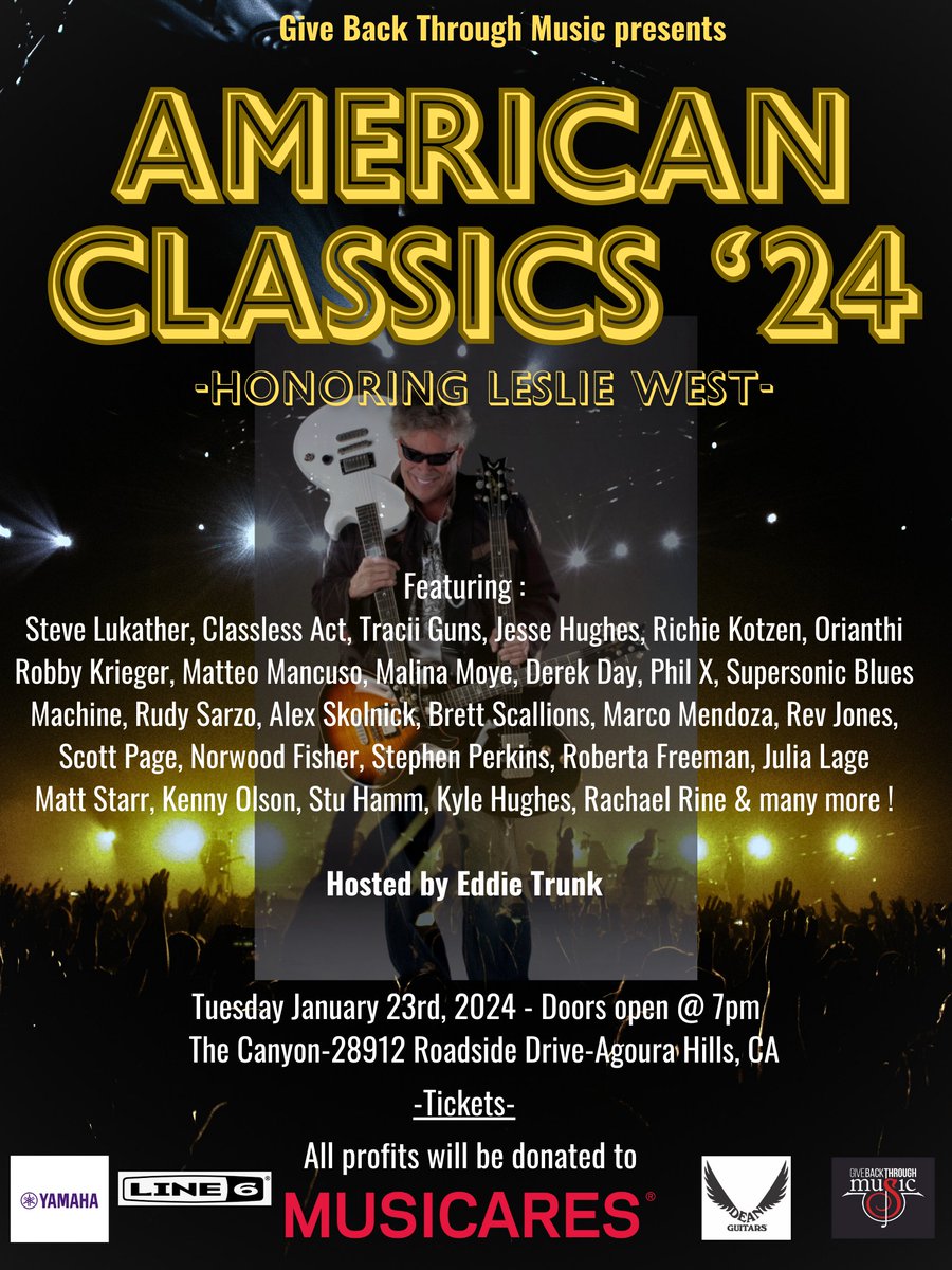 givethrumusic's tweet photo. This event just keeps getting bigger!  Just added, #RobbieKrieger of #TheDoors!  See updated lineup below! https://t.co/fdH7pIxW5T