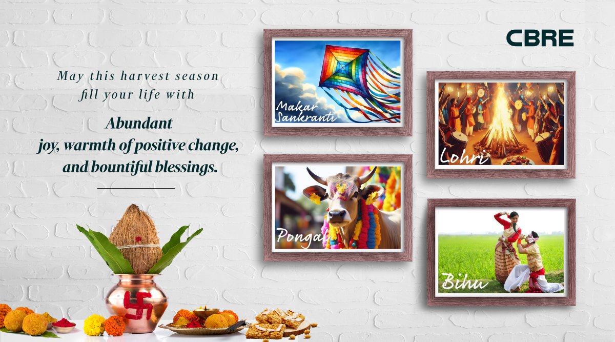 CBRE_India's tweet photo. As bonfires crackle &amp; golden fields shimmer, CBRE India wishes you a season overflowing with blessings, prosperity and hearts brimming with joy.

#CBREIndia #HarvestFestival #Blessings https://t.co/tbHDa25tTg