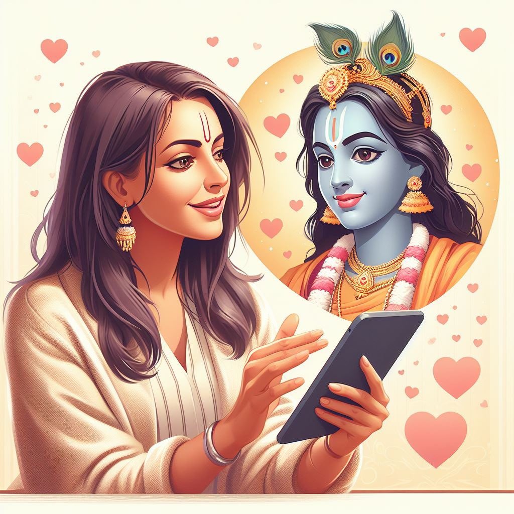 Missing Beloved? 😢 Don't worry! Use the Sadhana App to connect with Him! 24x7 ❤️❤️❤️ Surprise! 😍 Pundarikaksha Beloved appears, inspiring fervent worship. That's what I did, now! :) ❤️ @SadhanaApp All Glories to You, Kanha! 😍🙏🏻🙇🏻‍♀️