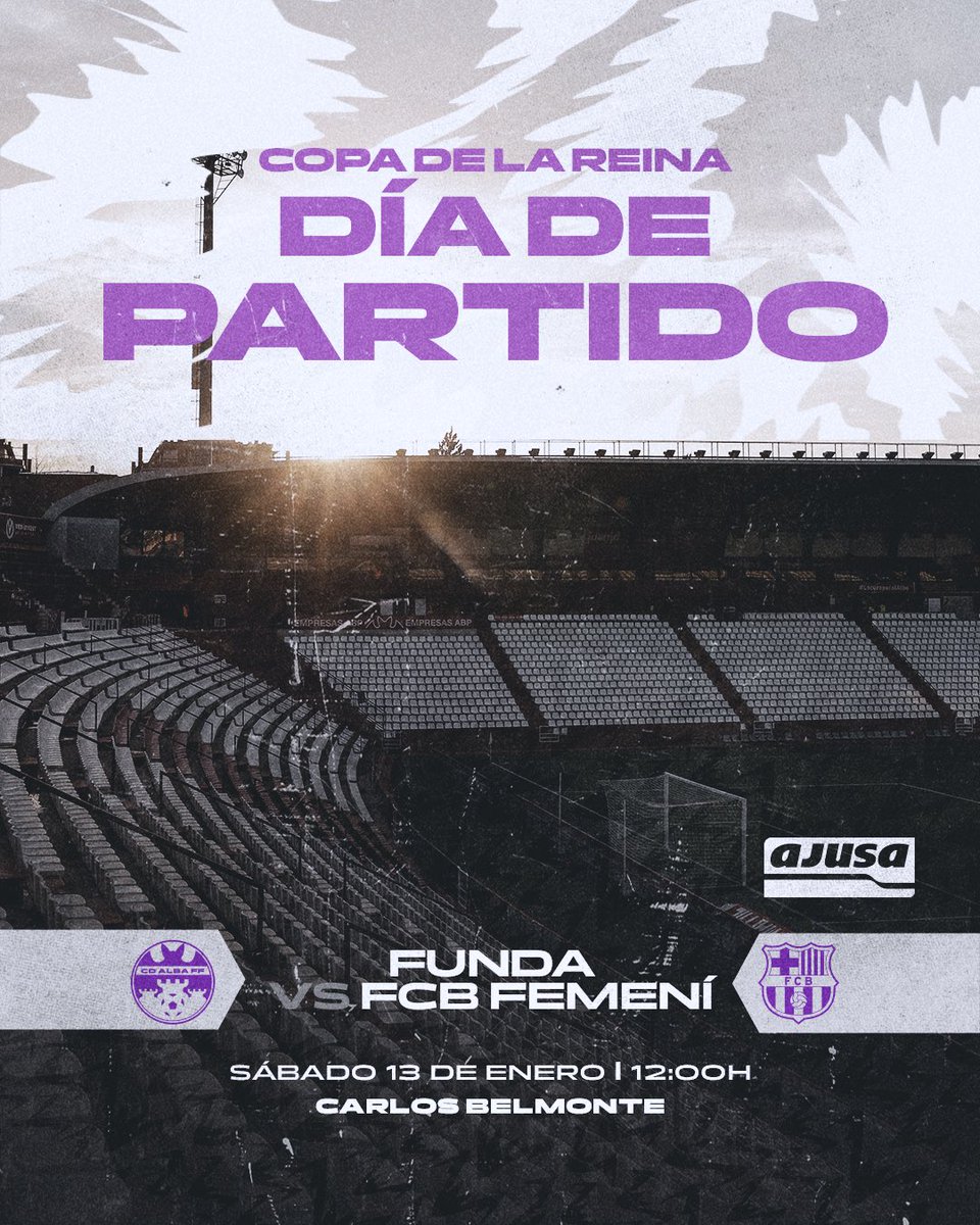 ¿𝘼𝙡𝙜𝙪𝙞𝙚𝙣 𝙢𝙖́𝙨 𝙨𝙚 𝙝𝙖 𝙙𝙚𝙨𝙥𝙚𝙧𝙩𝙖𝙙𝙤 𝙝𝙤𝙮 𝙨𝙤𝙣𝙧𝙞𝙚𝙣𝙙𝙤? 

Llegó el gran día. Llegó la Copa 👑 

𝘿𝙞́𝙖 𝙙𝙚 𝙂𝙍𝘼𝙉 𝙥𝙖𝙧𝙩𝙞𝙙𝙤  

🆚 <a href="/FCBfemeni/">FC Barcelona Femení</a> 
📆 13/01
⏱️ 12h
🏟️ Estadio Municipal Carlos Belmonte
 
𝙌𝙪𝙚 𝙜𝙖𝙣𝙖𝙨 𝙩𝙚𝙣𝙞́𝙖𝙢𝙤𝙨 🤍🦇