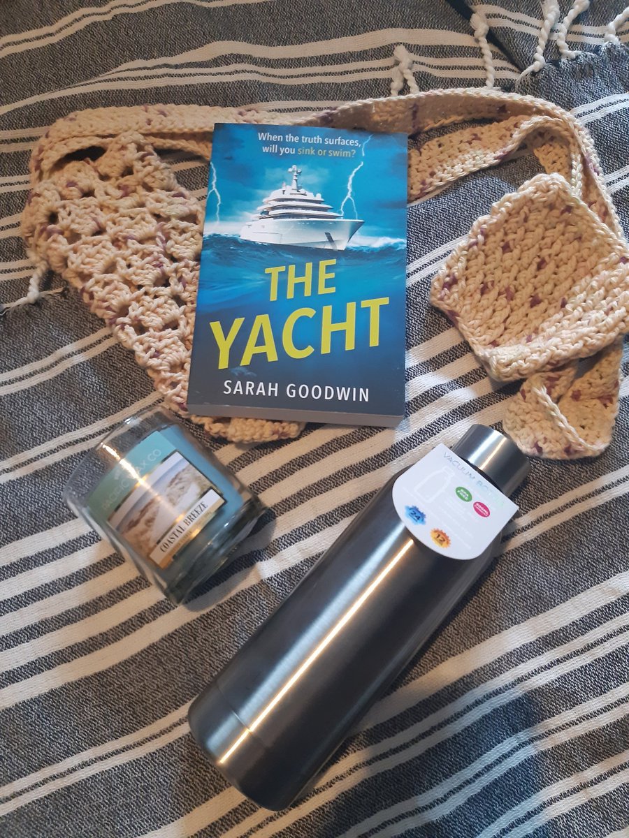 Celebrating the release of 'The Yacht' with a #Giveaway ! Like and retweet to enter and have a chance to win: A signed copy of 'The Yacht' An ocean scented candle Water bottle Crochet bottle holder + coffee cup sleeve. T&Cs in thread, winner announced on 20/1/24