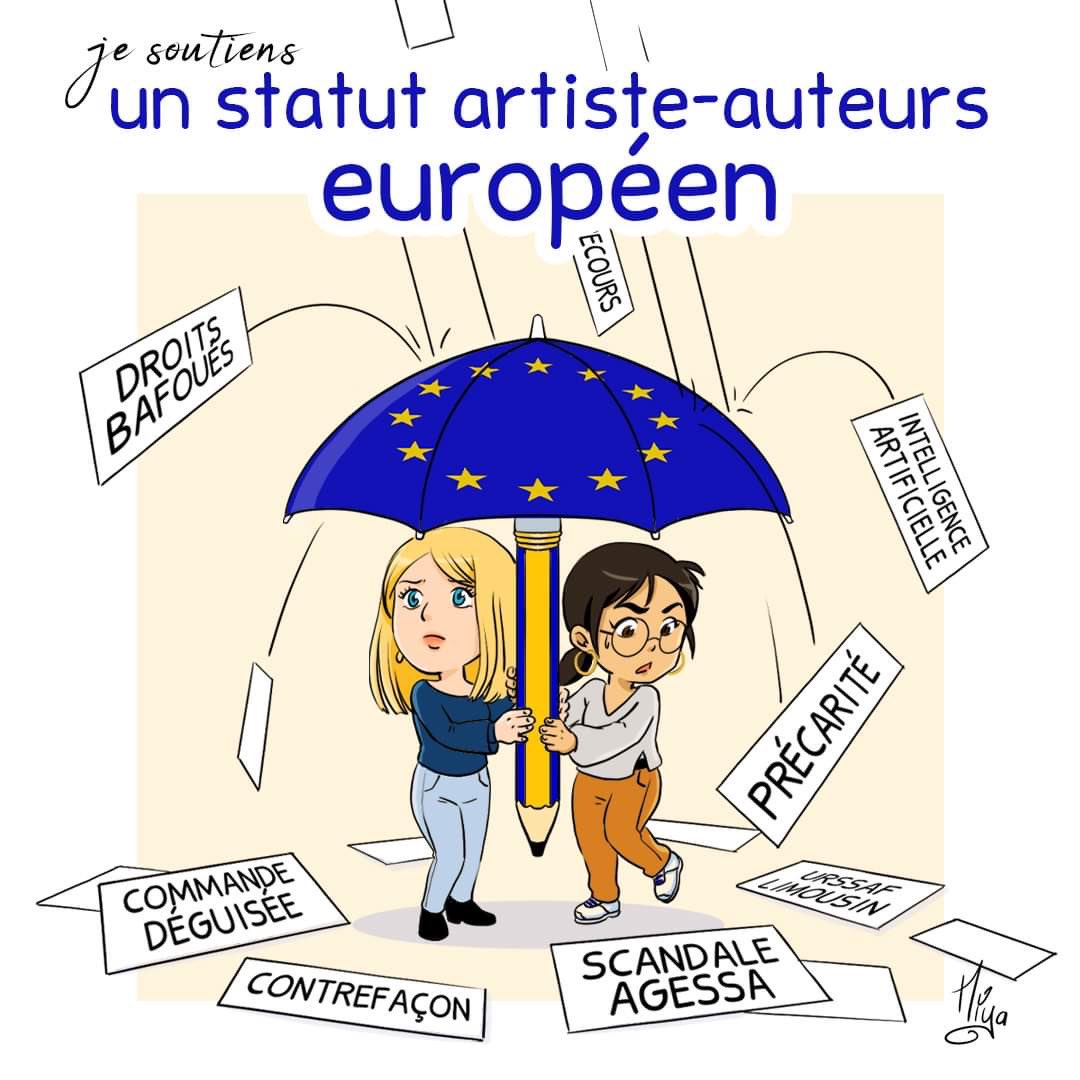 Samanthabailly's tweet photo. [THREAD] Je soutiens un statut artistes-auteurs européen 🇪🇺 Et vous ? Si la France a enterré les mesures du #Rapportracine, les voici de retour en Europe #payetonstatut 👇 https://t.co/rZ3eaQB207