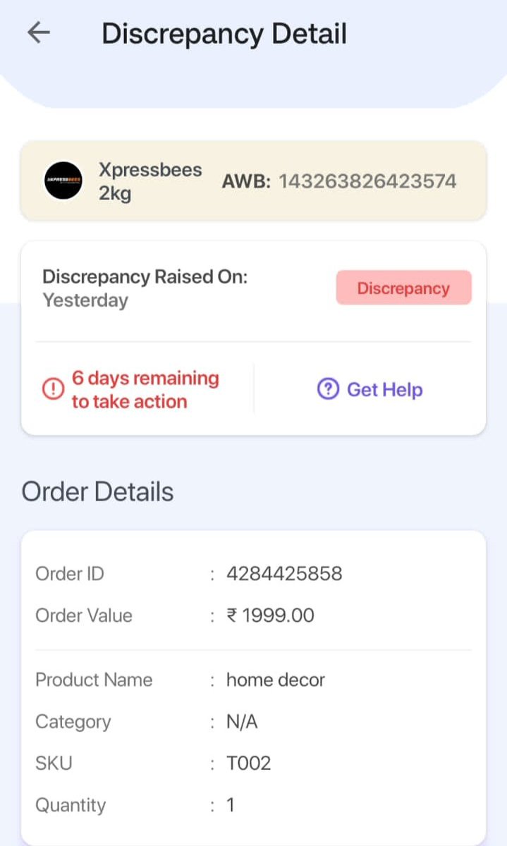 Rashmit_Chhabra's tweet photo. AWB 143263826423574
AWB 143263819586418
@ShiprocketIndia @ShiprocketCare @XpressBees_IN 
We are small business facing these kind of weight discrepancy on daily basis, and it's very frustrating
Their customer care number is not available, In email there is no proper response https://t.co/y6uhb0F5jq