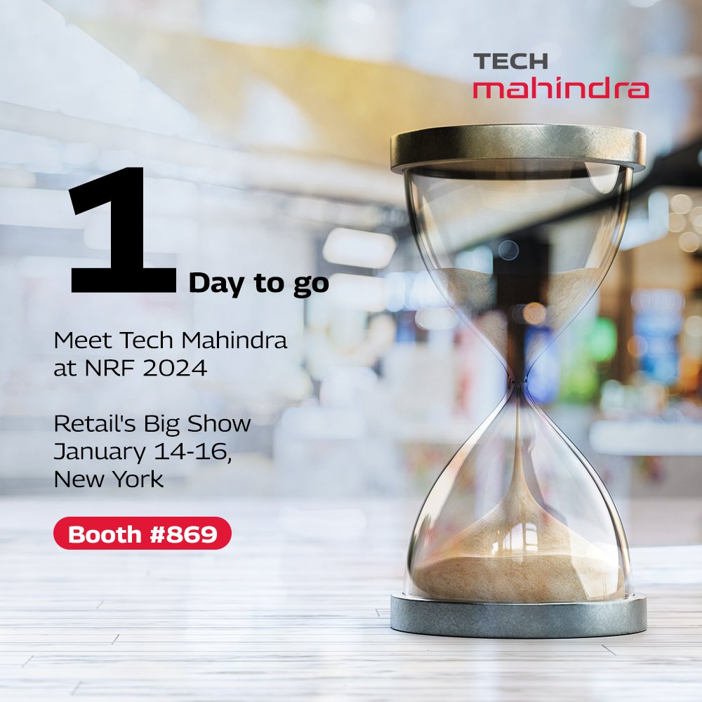 tech_mahindra's tweet photo. Redefine #Retail excellence with @Tech_Mahindra at #NRF2024
Visit us at booth #869 to delve into the world of cutting-edge solutions transforming the retail & CPG landscape.
Know More: https://t.co/UomsaBq5In
#TechMAtNRF #CustomerExperience #DigitalTransformation #NxtNow https://t.co/u2yPO1gshZ