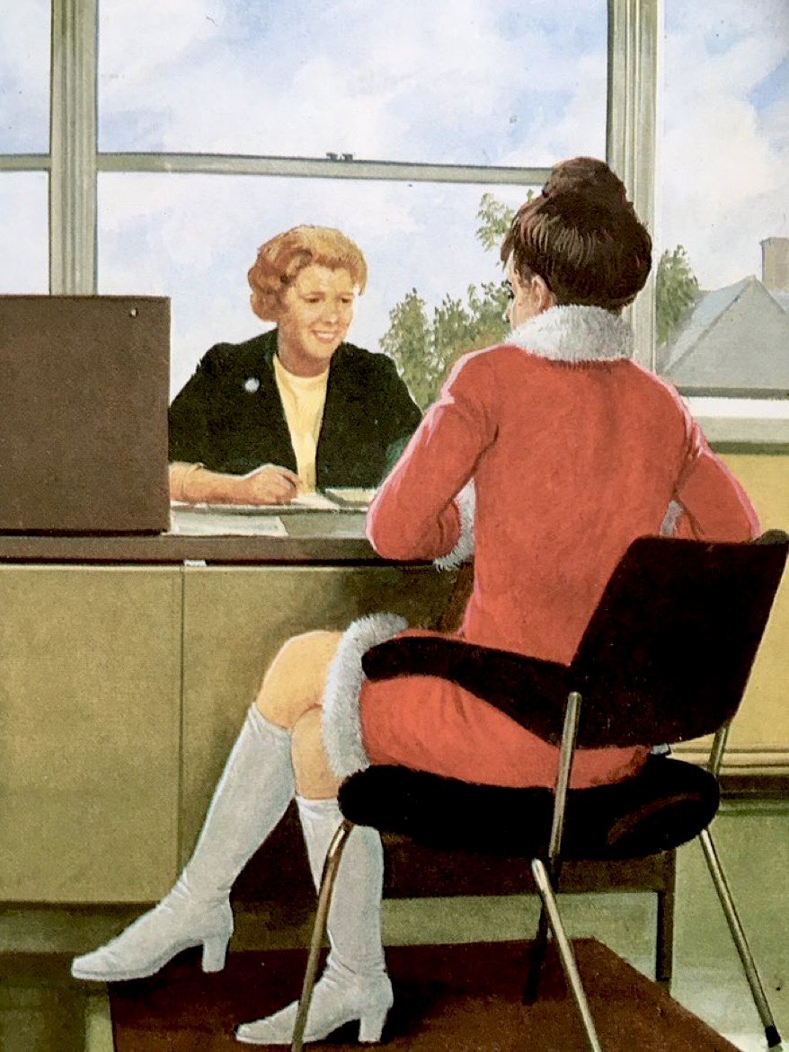 The working world of Ladybird. 
The interview outfit 

(In A Big Store, 1973)
Artist: JohnBerry