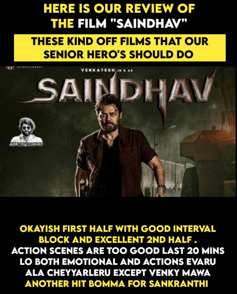 #saindhavreview #saindhav #VenkyMama #SaindhavOnJan13th