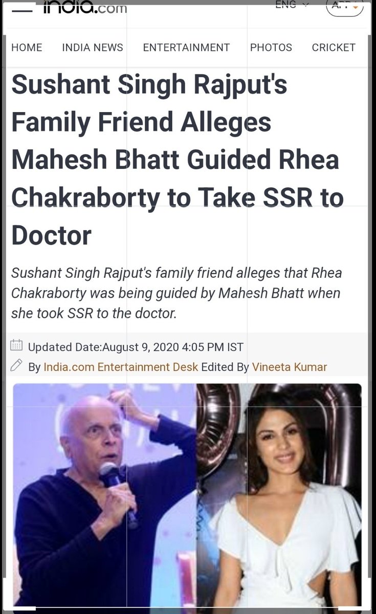 Yasmin2186's tweet photo. Why did CBI never interrogate #MaheshBhatt ?

Why did he guide Rhea to take SSR to Doctors?

Why did he ask Rhea to leave SSR' flat on 8J?

Why did Rhea make multiple 📞 to Bhatt post leaving SSR?

Isn't it clear by now Who Conspired agst SSR? @DoPTGoI

BWMafia Eliminated Sushant https://t.co/Juz1OfPu81