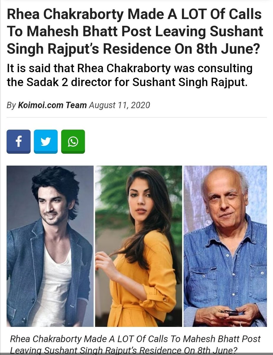 Yasmin2186's tweet photo. Why did CBI never interrogate #MaheshBhatt ?

Why did he guide Rhea to take SSR to Doctors?

Why did he ask Rhea to leave SSR' flat on 8J?

Why did Rhea make multiple 📞 to Bhatt post leaving SSR?

Isn't it clear by now Who Conspired agst SSR? @DoPTGoI

BWMafia Eliminated Sushant https://t.co/Juz1OfPu81