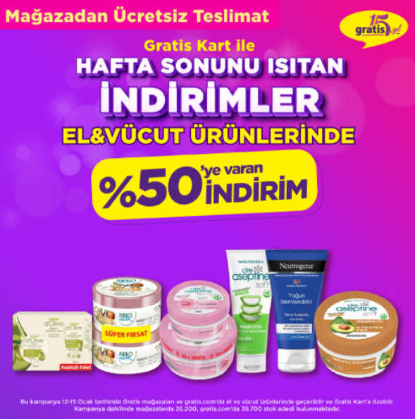 mtyindirim's tweet photo. Gratis'te el ve vücut ürünlerinde haftasonu indirimi #gratis #alışveriş #marketalışverişi #indirim #indirimliürünler #makyaj #bakım #kişiselbakım #güzellik #kadın #moda #krem #cumartesi #haftasonu https://t.co/v2bcyLL0Ls