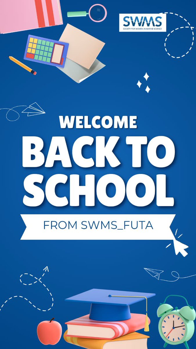SWMS_FUTA's tweet photo. It’s a new academic session and we hope it will be your best one yet! 
Happy resumption from all of us at SWMS_FUTA💙
•
#swmsfuta #BackToSchool #oceanscience https://t.co/SXZGfYYVR2