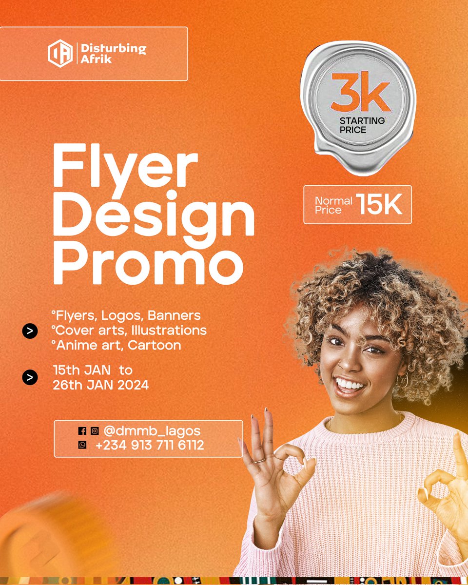 Flyer Design Promo Starting from 3000 naira. Promo runs from 15th till 26th. RT. My client might be on  your TL 🙏 #musicbusiness #musicstrategy #branding #musicbranding #artworks #flyers #logos #coverarts #nigerianmusic Eniola Badmus Buju O.B.O Wizkid Phyno Asake 21 Savage
