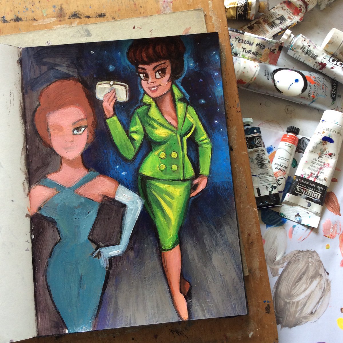 eddycrosby's tweet photo. Inspired by Frederick’s of Hollywood - Acrylic on paper #sketchbook #fashion #acrylic #acrylicpainting #fredricksofhollywood https://t.co/RxJdx8w43T